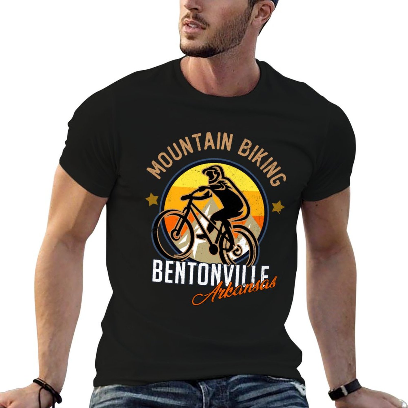 Mountain Biking In Arkansas - Bentonville Arkansas Mountainbike-T-Shirt, modisches, bedrucktes T-Shirt